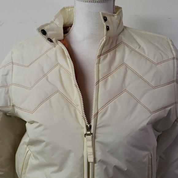 Bomber Jacket in Cream with Zig Zag Thread Details - Picture 3 of 5